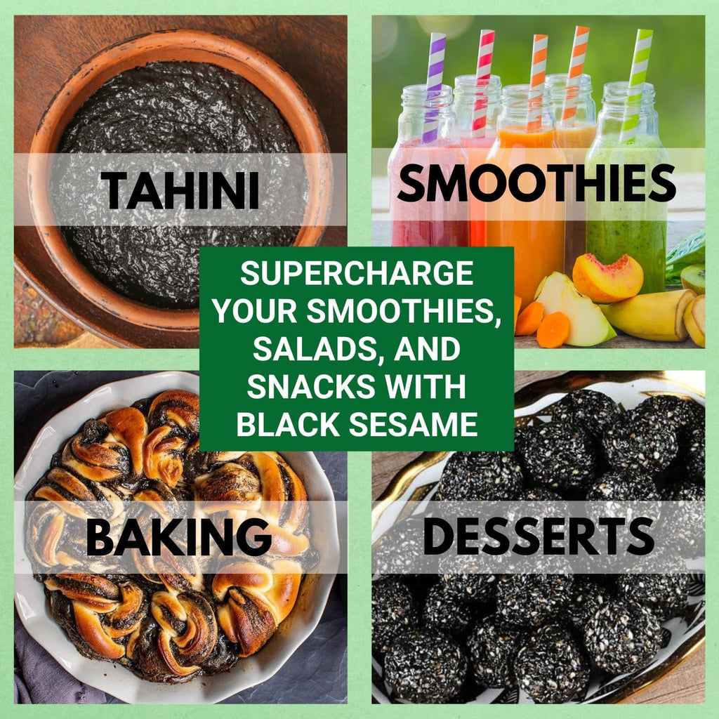 Bliss of Earth 1kg unhulled Black Sesame Seeds, Kaale Til, Fresh & Organic Fully Fiber Rich Great for Cooking & Baking