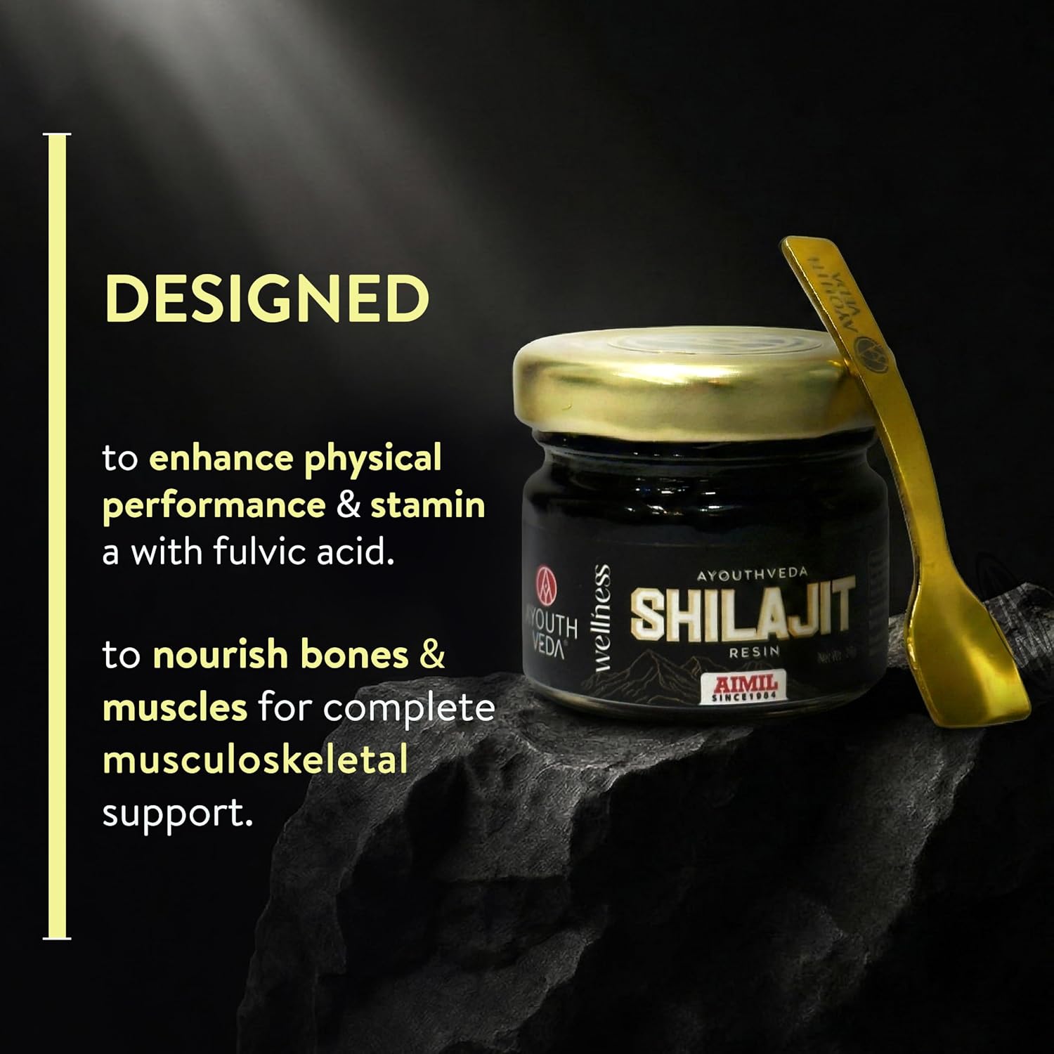 Ayouthveda Pure Himalayan Shilajit Resin | Authentic Ayurvedic Rasayana for Energy, Stamina & Vitality | Fulvic Acid–Rich | Supports Strength, Endurance & Nutrient Absorption | For Women & Men |20g