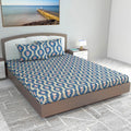 Divine Casa 144 TC Cotton Blue Super Soft King Size Bedsheet Every Day Use King Size Bedsheets Colour Minakari Navy