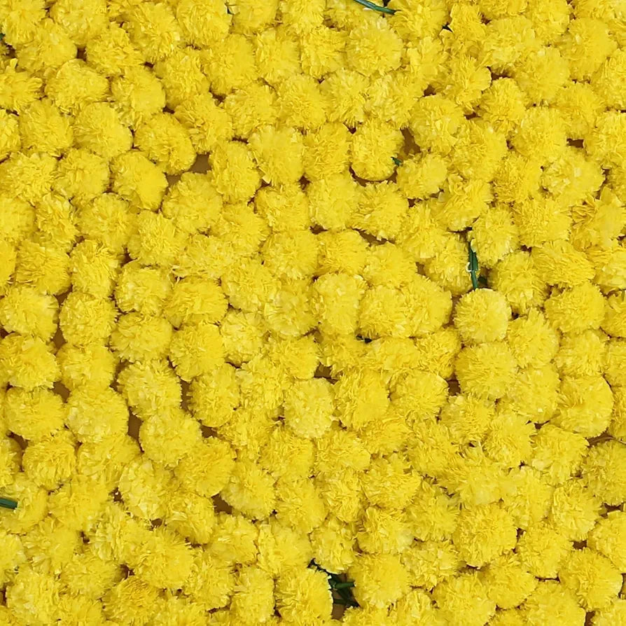 Artificial Marigold Garland Mala Flower Genda Phool Long for Decoration Yellow