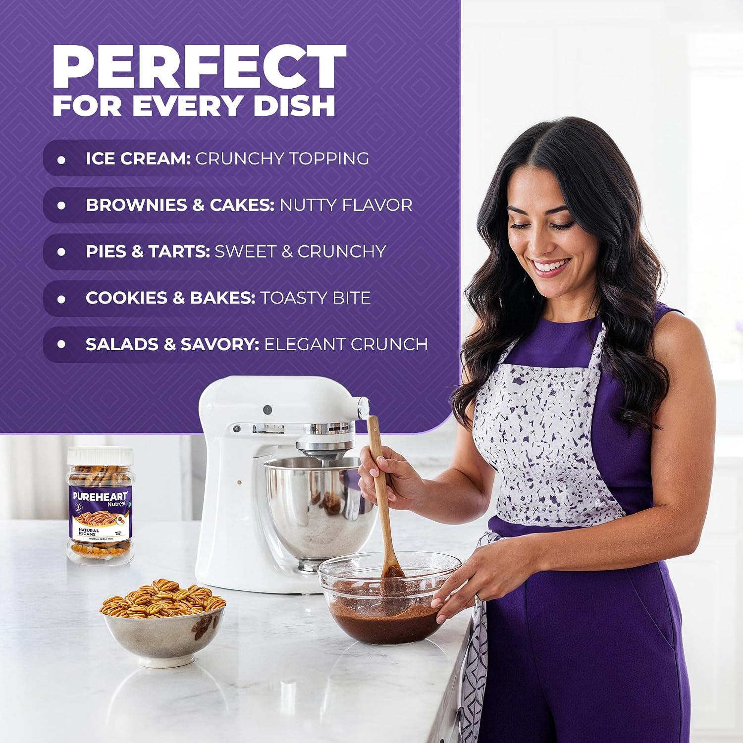 Pureheart Premium Pecan Nuts| Premium Natural Pecans | Healthy Dry Fruits Snack | Rich in Protein, Fibre & Antioxidants | Ideal for Snacking & Baking