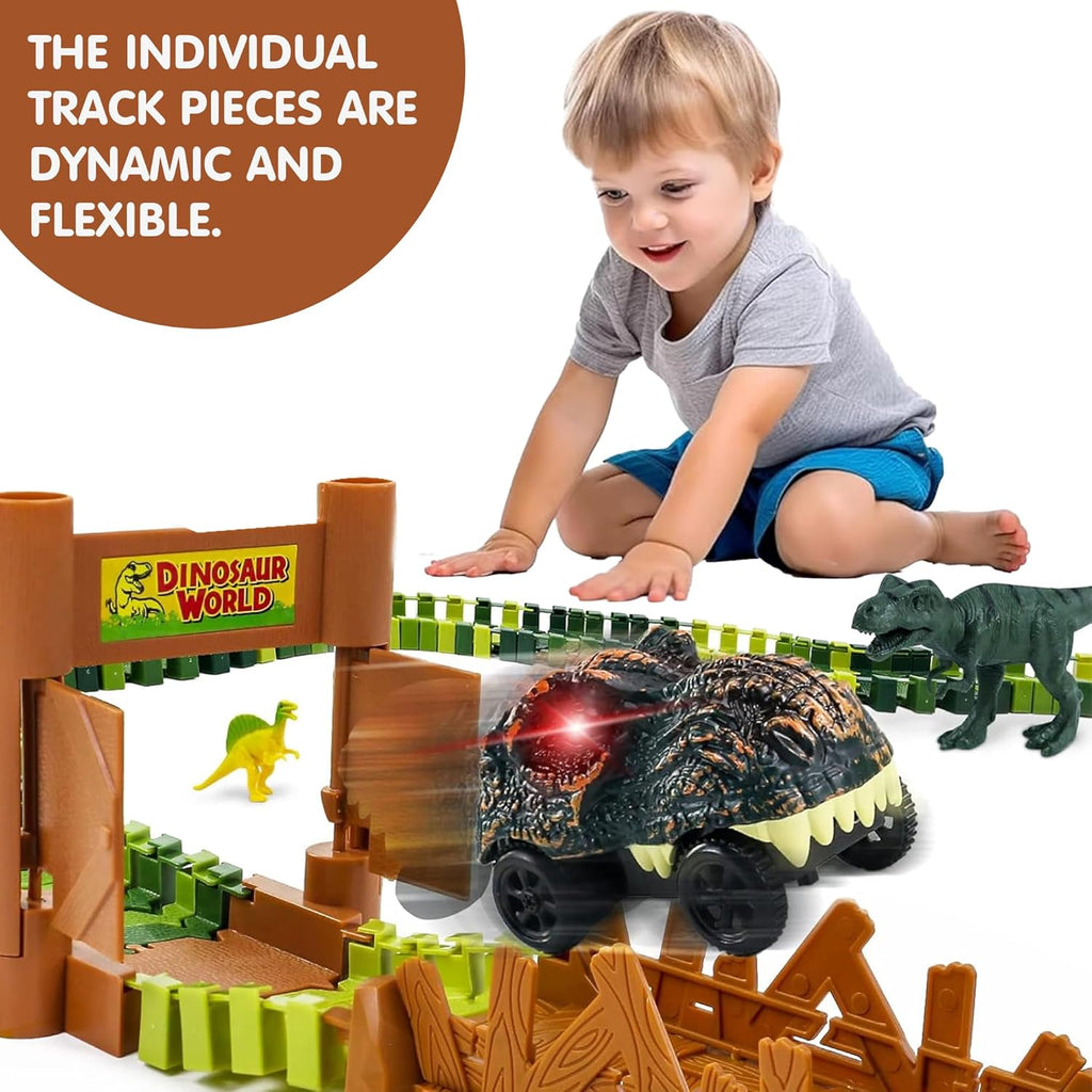 Kidology Flexible Dinosaur World Road Race Track for Kids