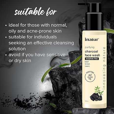 Inatur Purifying Oil Charcoal Face Wash - 100 ml
