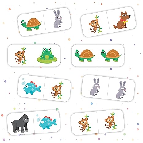 Popcorn Games & Puzzles Numbers and Animal Dominoes for Kids 24 Tiles Board Dominoes Help in Focus