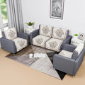 Kuber Industries Sofa Cover Net 2+1+1 Seater Sofa Slip Cover Set Flower Digital Embroidery Print-730 Green