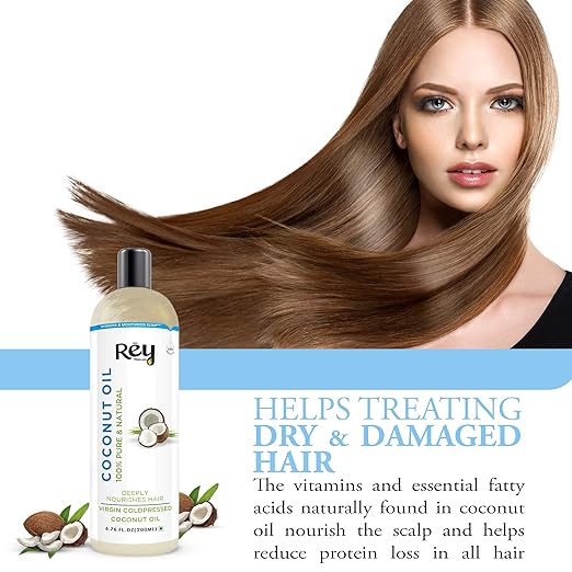 Rey Naturals Extra Virgin Cold Pressed Coconut Oil For Men & Women - 200 ml