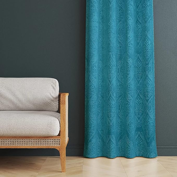 Loomlyfe Damas Heavy Soft Thick Premium Designer Room Darkening Blackout Window Curtain | 5 Feet | 2 Pieces