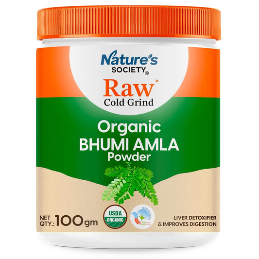 The Nature's Society ® Bhumi Amla Powder Organic 100gm | Raw Cold Grind | USA Organic Certified | Pure Bhoomi Amla Powder for Liver Health, Digestion & Detox | Rich in Nutrients and Antioxidants |