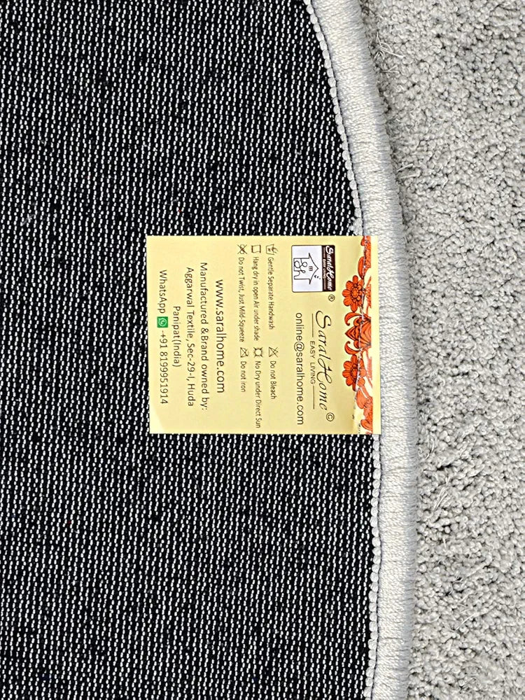 Saral Home Neon Shaggy Yarn Anti-Skid Round Mats Colour Grey
