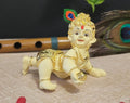 Gold Art India Laddu Gopal Idol Gold Plated Off-White Bal Gopal Idol Little Krishna Idol