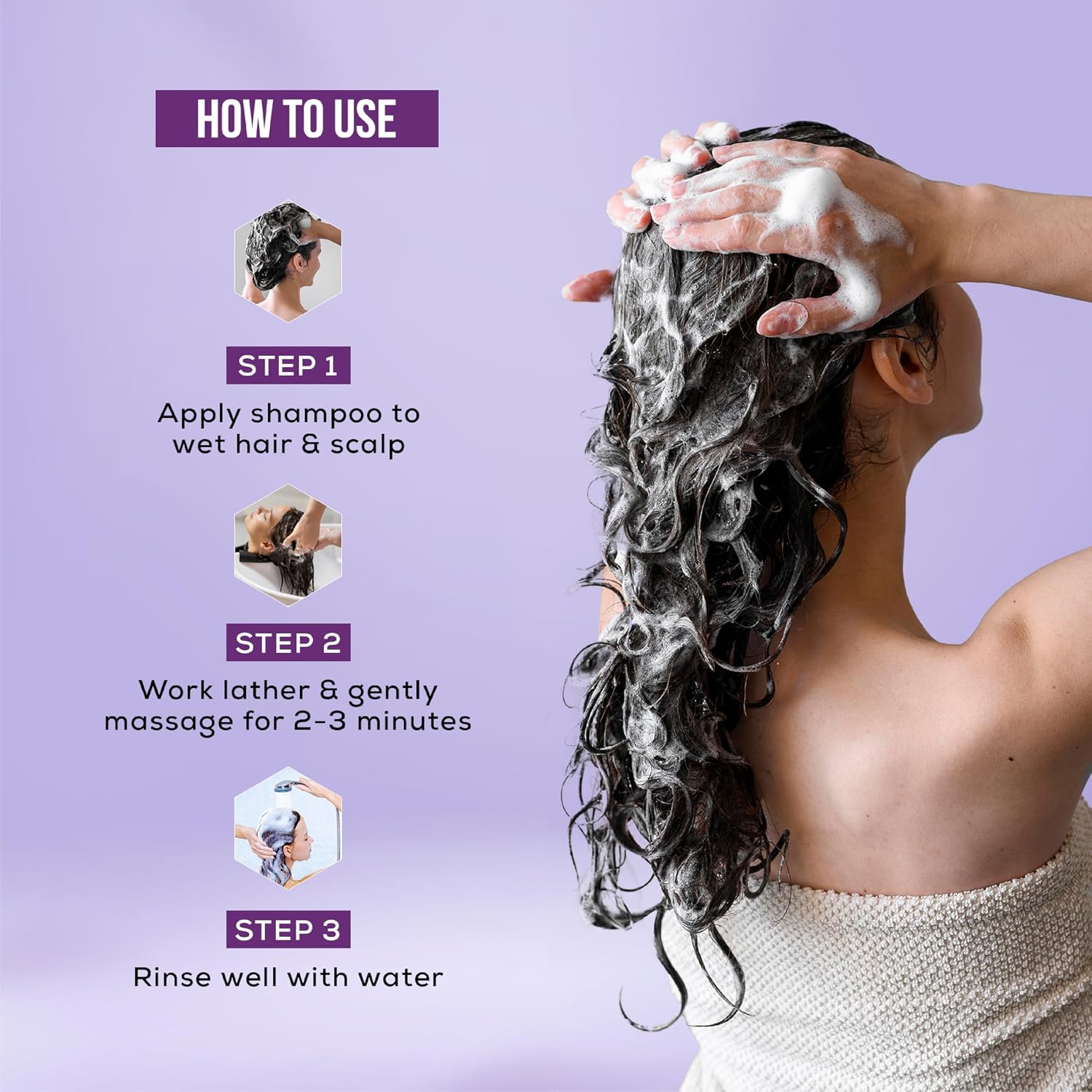 Ayouthveda Purple Rice Water & Kernel Protein Shampoo | With the Goodness of Betel Leaves & Guava Leaves | For Damage & Frizzy Hair | Helps To Restore Hair Texture (Pack of 1; 200ml)
