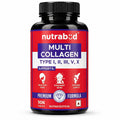 Nutrabud Multi Collagen Complex Supplement for Women, Men - 90 Tablets - Hydrolyzed Peptides with all 5 Types of Collagen Including TYPE I, II, III, V & X (90 Count (Pack of 1), Unflavoured)