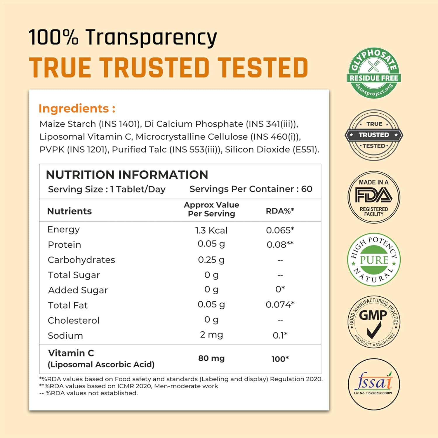 Naturaltein Liposomal Vitamin C | 5X Enhanced Absorption | Antioxidant Supporting Immune Function, Skin Repair, Collagen Synthesis & Oxidative Stress Defense | 60 Capsules