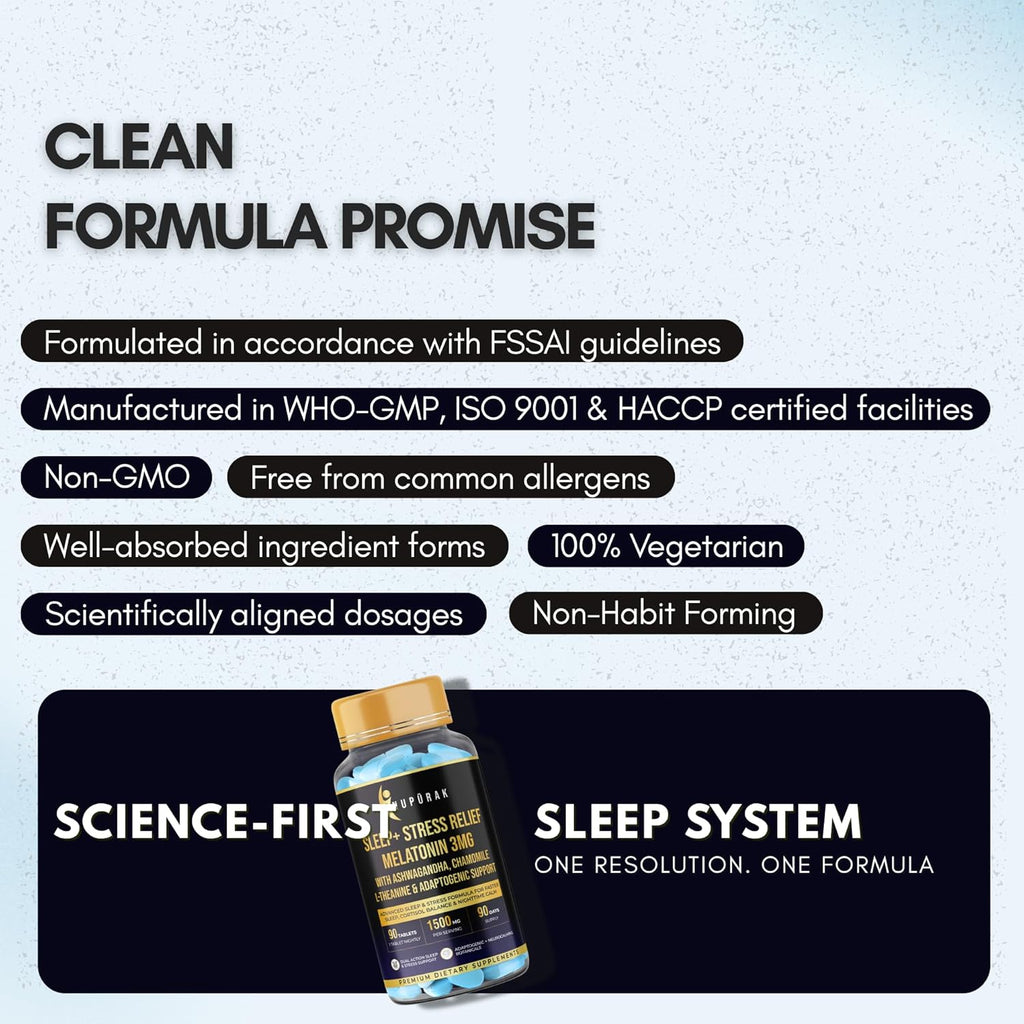 ANUPURAK Melatonin 3mg Sleep Tablets | 11 Actives Sleep Supplement with 5-HTP, Ashwagandha, Tagara & L-Theanine | Sleep Cycle & Nighttime Calm Support | Non-Habit Forming | 90 Veg Tablets (90 Days)