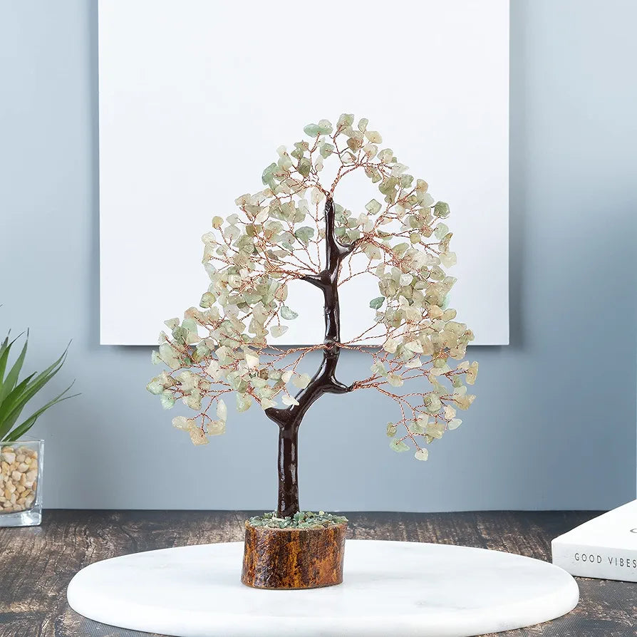 Bezavo Green Jade Crystal Tree Feng Shui Tree Copper Wire