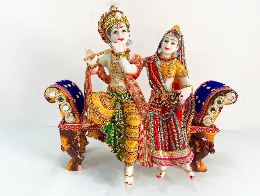 Alila Resin Radha Krishna Cow Jhula for Home Temple