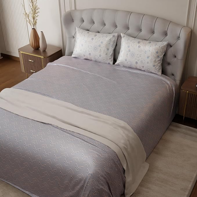 Stoa Paris Satin Bedsheet King Size Bed Premium Bedding Set with Pillow Cover Colour Grey