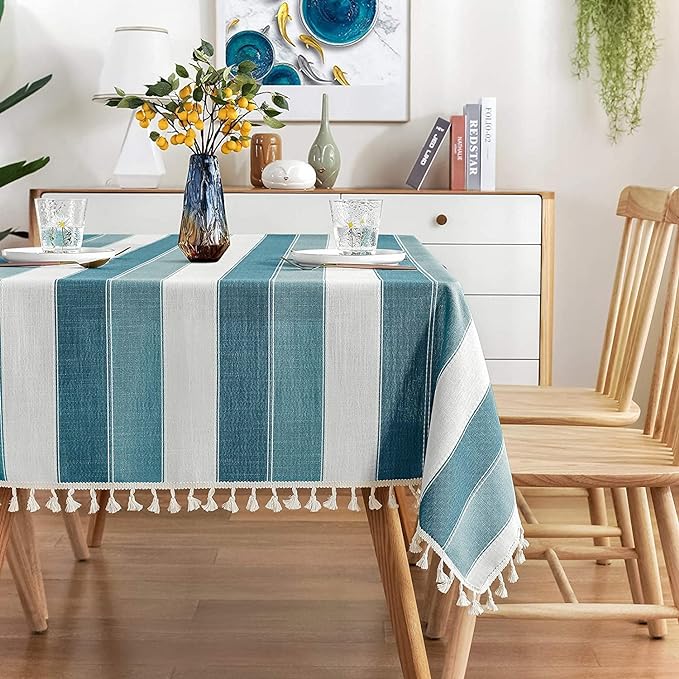 Urban Space Sicilia Table Linen Premium Dining Table Cover for 6 Seater Colour Vertical Green