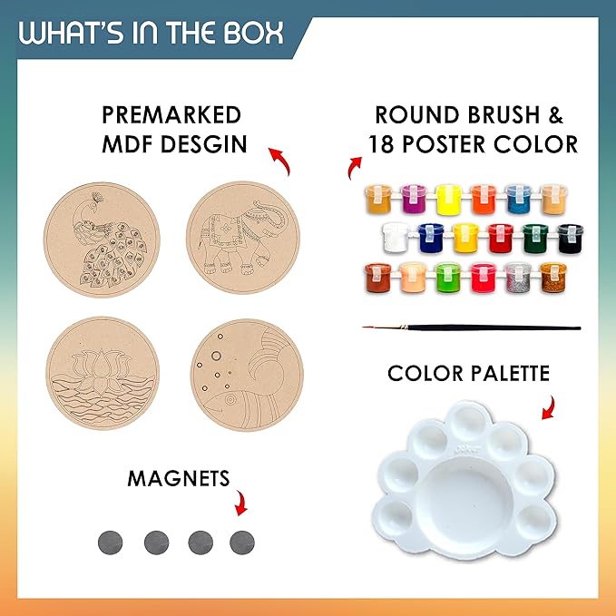 Solobolo Madhubani Fridge Magnets Diy Kit for Kids | Great Home Living Room and Balcony Decor