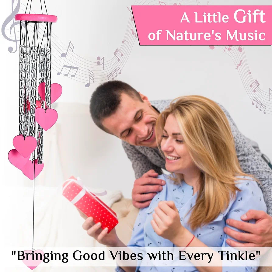 Zaicus Pink Heart Wind Chime-018