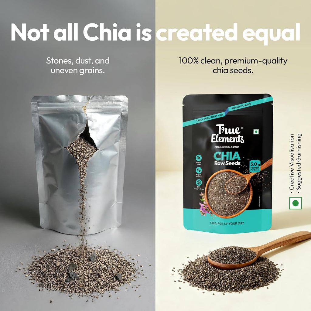 True Elements Chia Seeds 250g - Healthy Raw Seeds | Clean Chia Seeds for Eating | Healthy Snacks | Calcium and Protein Rich Seeds