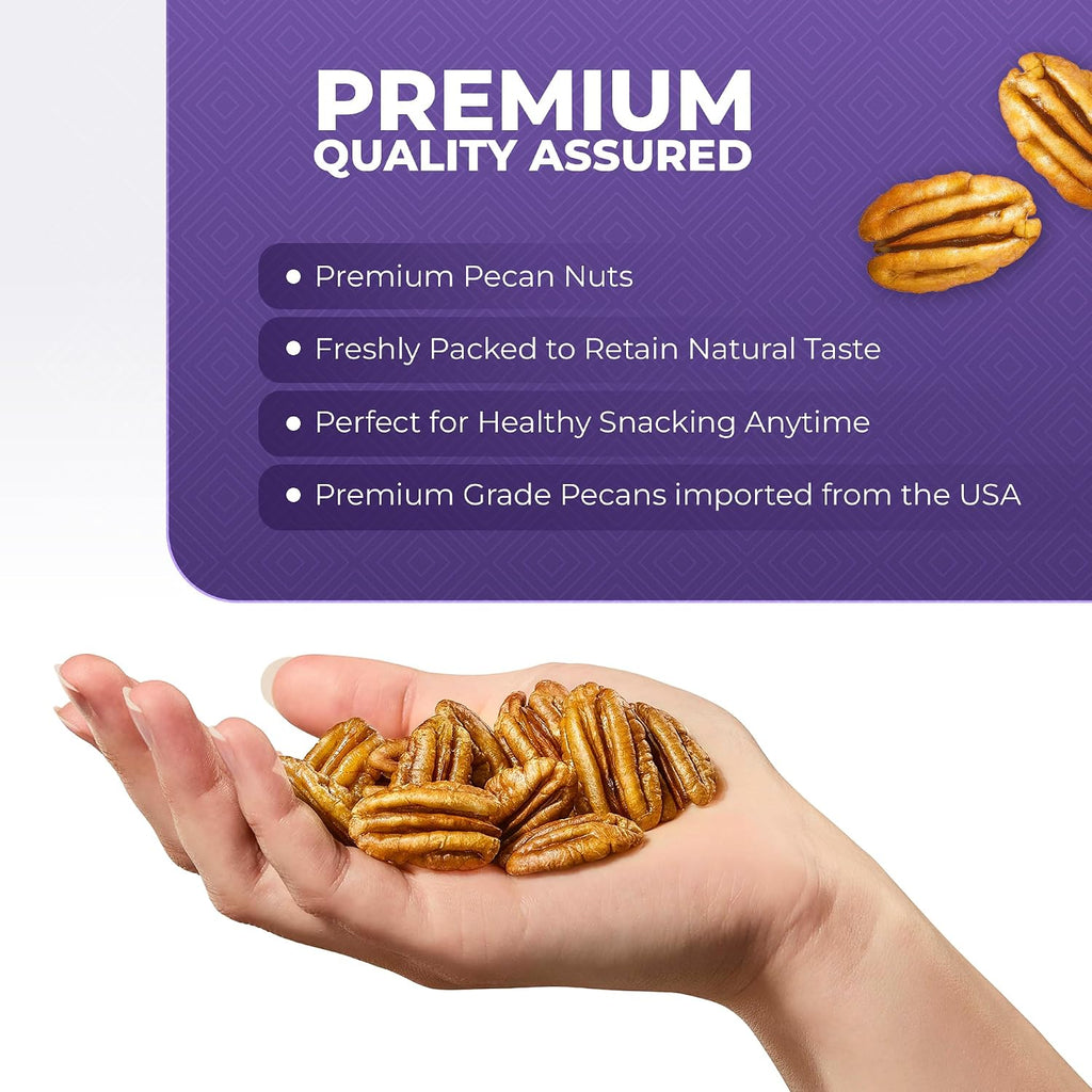 Pureheart Premium Pecan Nuts| Premium Natural Pecans | Healthy Dry Fruits Snack | Rich in Protein, Fibre & Antioxidants | Ideal for Snacking & Baking