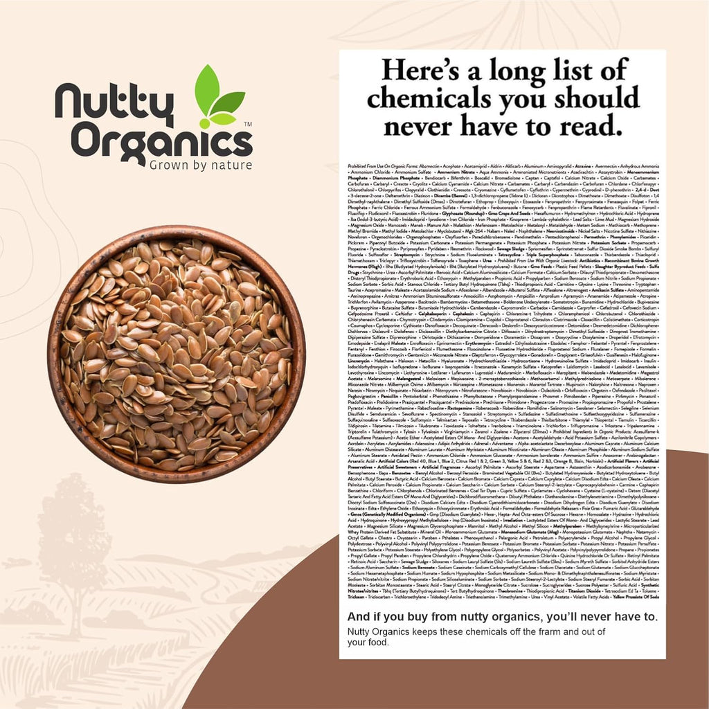 NUTTY ORGANICS Flax Seeds| Natural Raw Flax seeds for Eating High Dietary Fiber Alsi Seeds Rich in Magnesium- Helps in Manage Blood Sugar Levels & Heart
