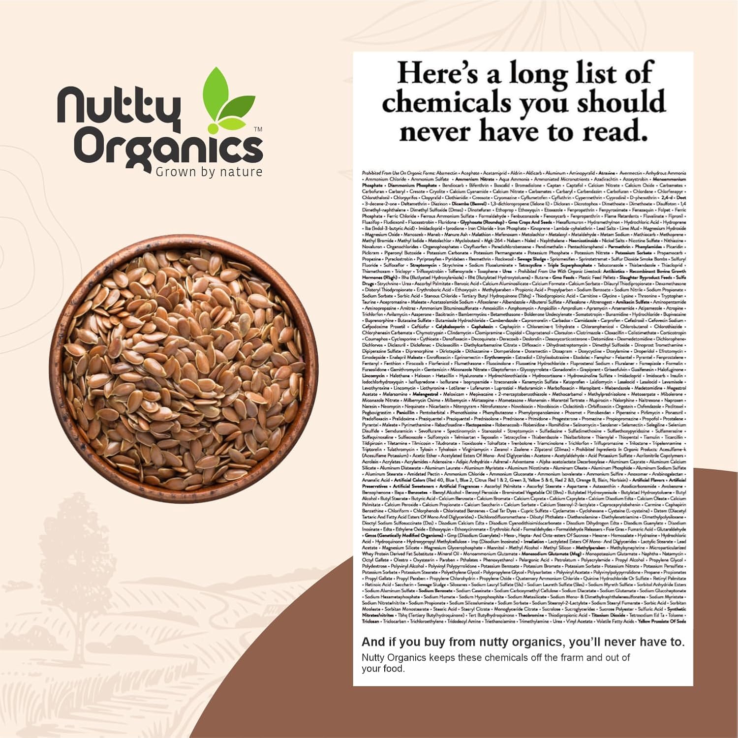 NUTTY ORGANICS Flax Seeds| Natural Raw Flax seeds for Eating High Dietary Fiber Alsi Seeds Rich in Magnesium- Helps in Manage Blood Sugar Levels & Heart