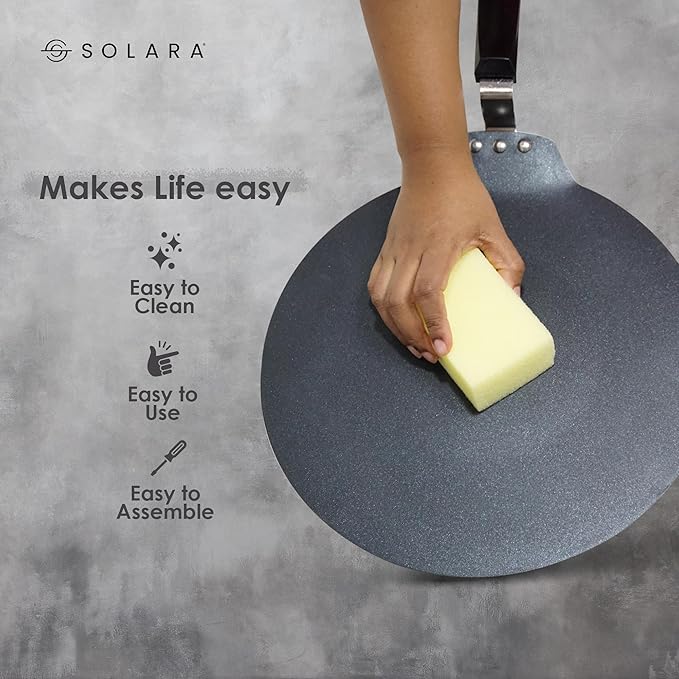 Solara Non-stick Dosa Tawa 30 Cm | Premium 3 Layer Greblon Nonstick Coating Dosa Tava | Gas and Induction Compatible