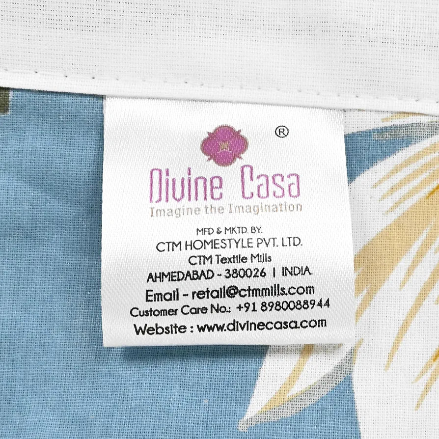 Divine Casa 100% Cotton Double Bed Dohar Ultra-Soft & Lightweight AC Blanket Colour Blossom Haven Sky Blue