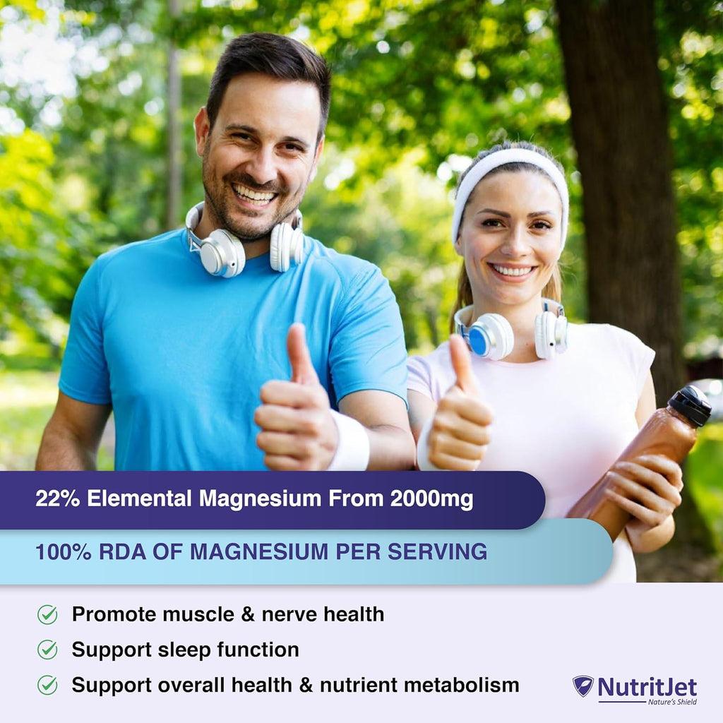NutritJet Magnesium Glycinate Supplement 2000mg â€“ 120 Veg Tablets | Magnesium Supplement For Sleep, Cramps, Recovery, Nerve & Muscle Function