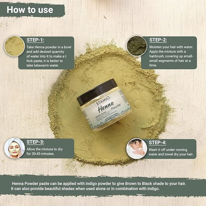 Stamio Henna Powder for Hair Colour - 100 gms