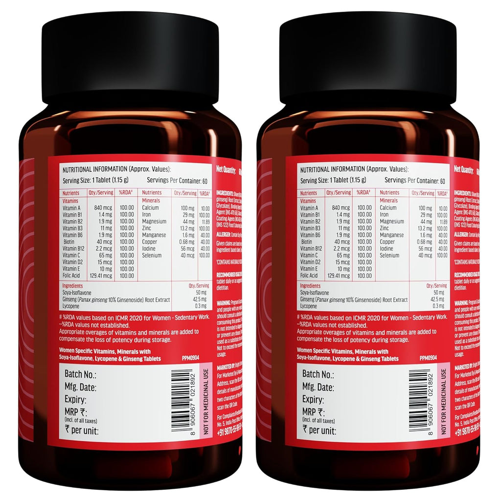 HealthKart hk vitals Multivitamin For Women (120 Tablets) | With Zinc, Vitamin C, Vitamin D, Multiminerals & Ginseng Extract