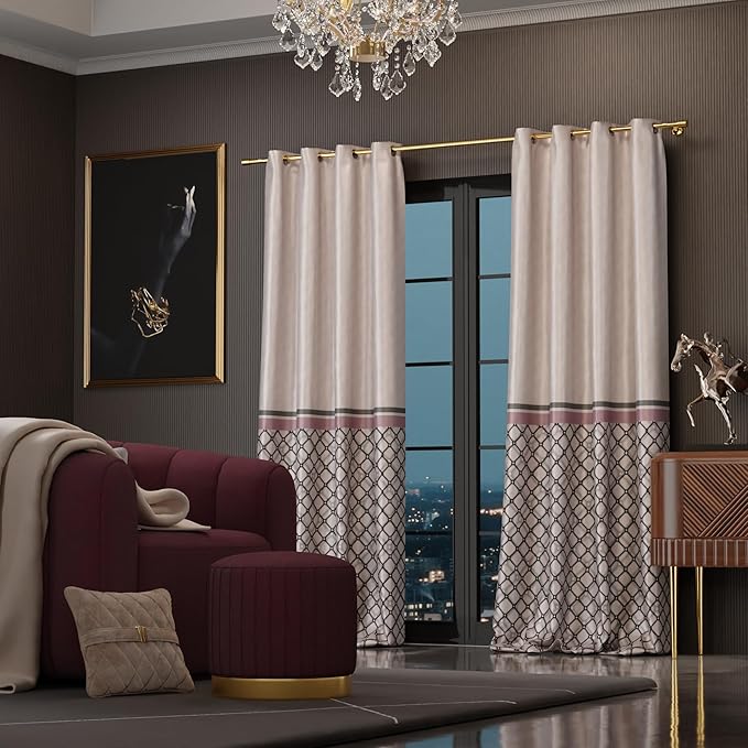 Stoa Paris Curtain for Home Single pc Patterned Curtain for Door Colour Noble Rose