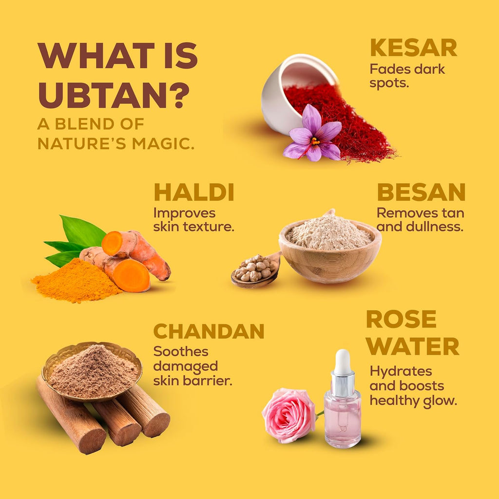 Joy Ubtan Tan Removal Face Wash 200ml | Detans & Brightens, Removes Dirt & Blemishes for a Natural Glowing Skin | Enriched With Turmeric, Saffron & Sandalwood | Suitable for All Skin Types