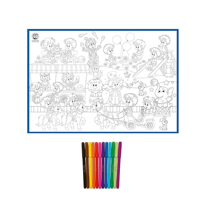 Ratna's My Coloring Mat Carnival Printed Mat Washable & Reusable Colouring Kit for Kids 3+ Years