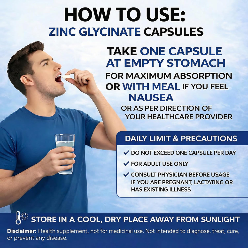 Suplee Zinc Glycinate with Copper Supplement | 17mg Zinc & 1.7mg Copper | High Absorption Chelated Formula for Immunity, Skin & Muscle Health | 90 Veg Capsules (Lab Tested)