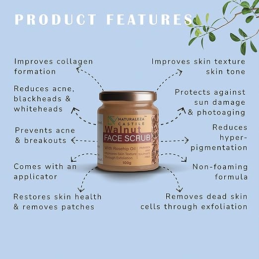 Naturaleza Castile Walnut with Rosehip Oil Face Scrub - 100 gms