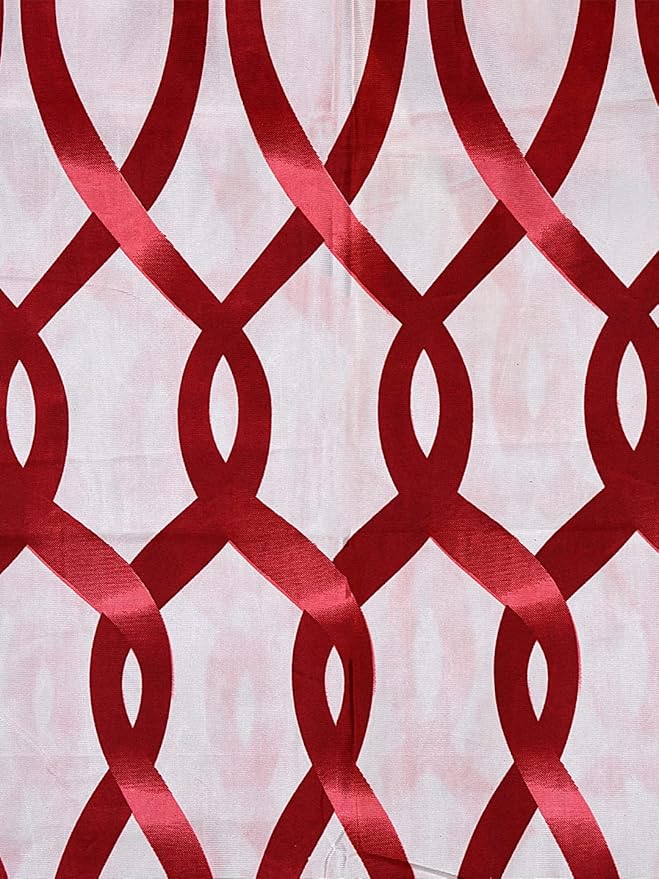 Cortina 2 Piece Abstract Design Panel Eyelet Polyester Door Curtains | 7 Feet | Maroon
