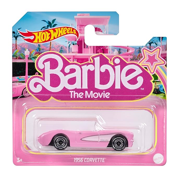 Hot Wheels Plastic Barbie The Movie Die-Cast Pink Corvette In 1:64 Scale