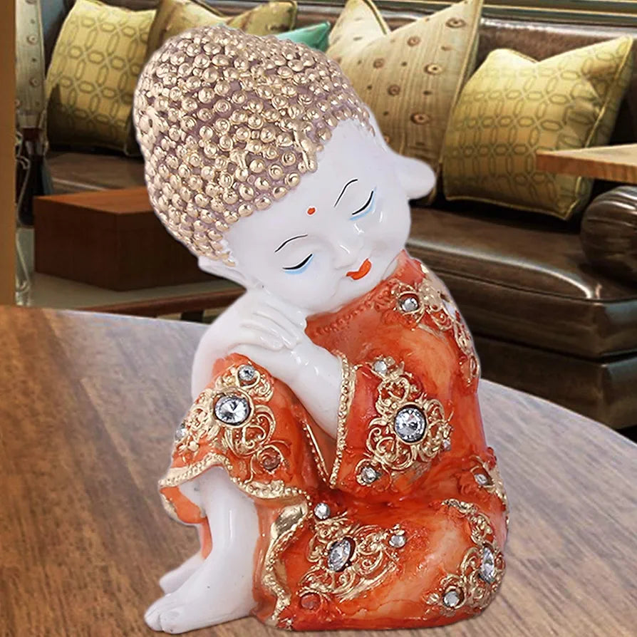 Mariner's Creation Resin Marble Baby Buddha Statues Showpiece
