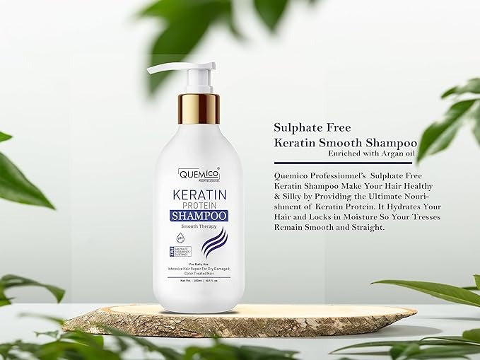 Quemico Professionnel Sulphate Free Keratin Smooth Shampoo For Dry and Frizzy Hair - 300 ml