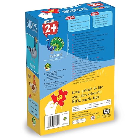 The Book Tree Birds Puzzle Box for Kids I Educational Toy for Kids Age 2+ I 60 Jigsaw Puzzle Pieces for Early Learning