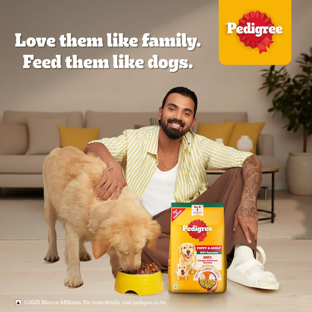 Pedigree Adult & Puppy Dry Dog Food, 100% Vegetarian, 1 kg, Contains 37 Essential Nutrients, 100% Complete & Balanced Food for Adult Dogs