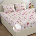 Dreamscape Microfibre Wrinkle & Fade Resistant Fitted Bedsheet for King Bed 140TC 1 Fitted Bed Sheet  with 2 Pillow Covers Pink