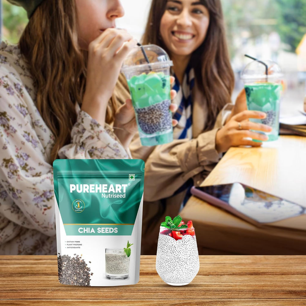 Pureheart Raw Chia Seeds 80 gm| Chia Seeds for Weight Management | Rich in Calcium, Protein, Fiber, Omega-3 and Antioxidant | Seeds for Eating | Diet Snack | Naturally Sourced