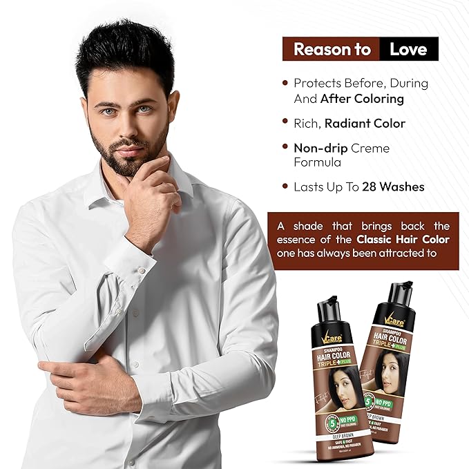 VCare Shampoo Hair Colour Shampoo - 180 ml (Pack of 2)