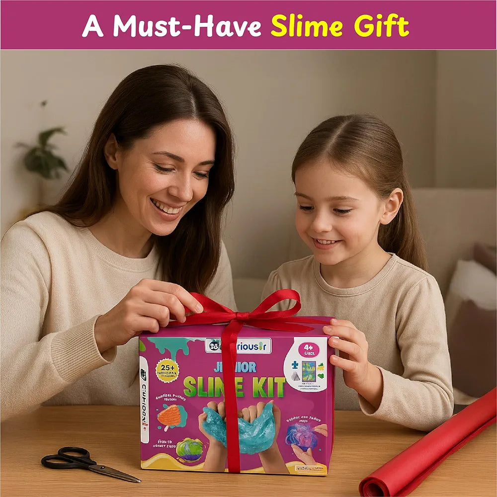 PW Junior Slime Kit for Kids, 15+ Activities with Instruction Manual, Glitter Confetti & 4 Moulds Slime Making Kit for 4+ Years Boys & Girls