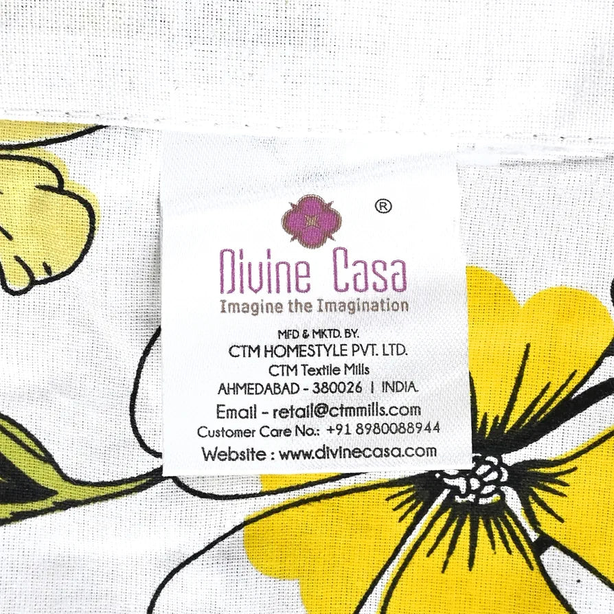 Divine Casa Floret 100% Cotton Double Dohar 120 GSM Soft & Lightweight Throw Blanket Colour Daffodil Yellow