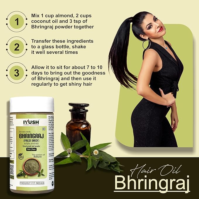 Iyush Herbal Ayurveda Bhringraj Powder For Hair Growth - 100 gms